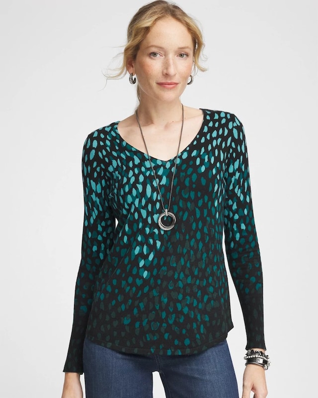 Dots V-Neck Pullover Sweater - image 1